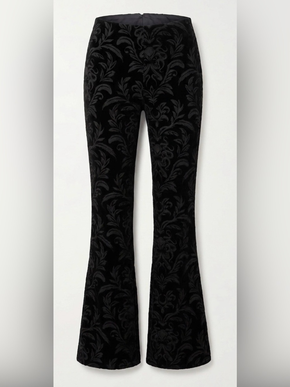 Black Velvet Burnout Flare Leg Pants